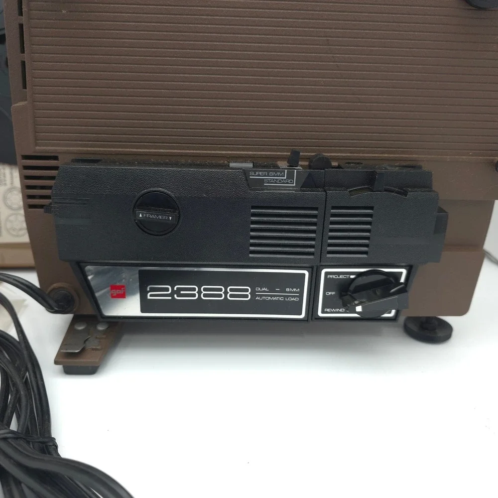 GAF 2388 Movie Projector Dual 8mm Super 8 Vintage Brown Automatic Load 1970 Tech
